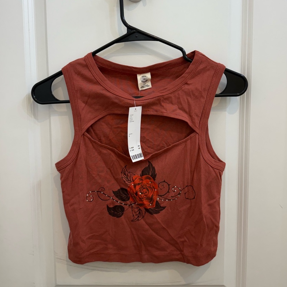 Urban Outfitters Rose Cutout Tank Top NWT